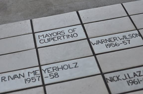 2013 Taste of History Cover Image, tiles commemorating Cupertino mayors at CHC