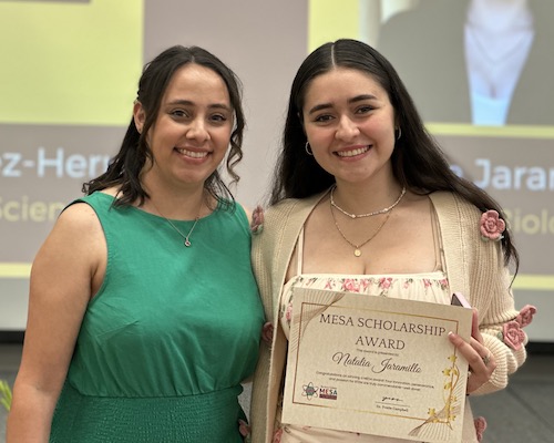 MESA counselor and student